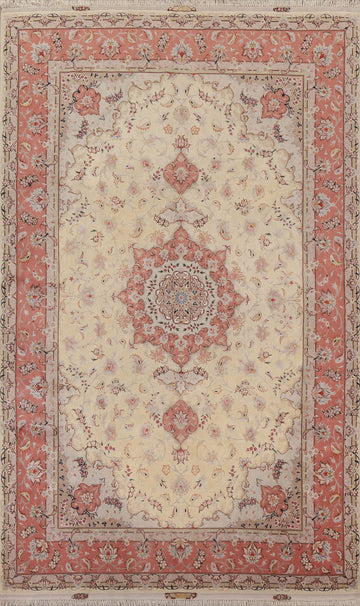 Wool & Silk Floral Tabriz Persian Area Rug 7x11