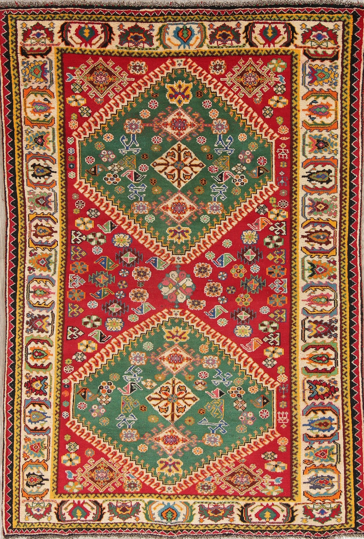 Vegetable Dye Qashqai Shiraz Persian Area Rug 5x7
