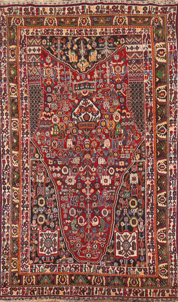 Tribal Vegetable Dye Kashkoli Shiraz Persian Rug 5x8