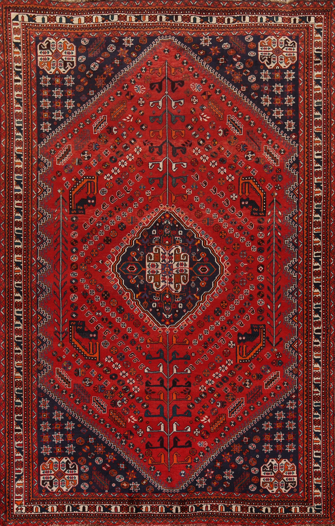 Handmade Red Shiraz Persian Area Rug 7x10