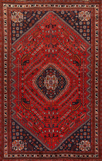 Handmade Red Shiraz Persian Area Rug 7x10