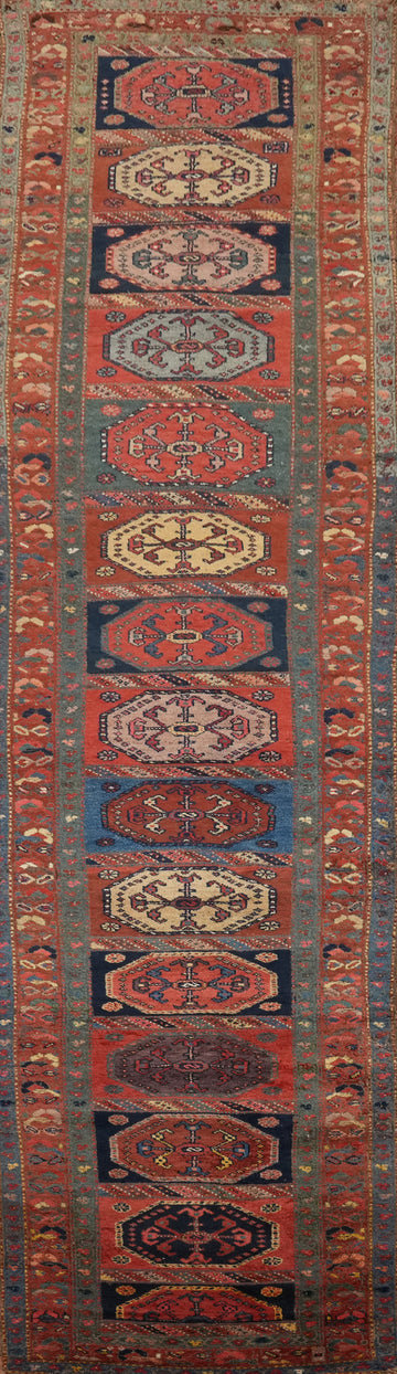 Pre-1900 Antique Wool Caucasian Oriental Runner Rug 4x16