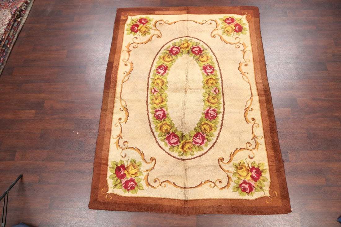 Transitional Savonnerie Aubusson 6x9 Oriental Area Rug