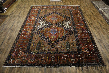 Antique 12x17 Bakhtiari Persian Rug