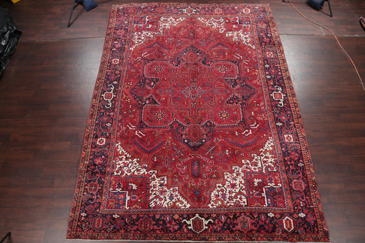 Vintage Geometric Red Heriz Persian Area Rug 10x13