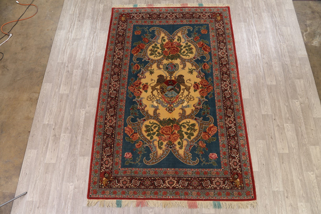 Vegetable Dye Pictorial Senneh Persian Area Rug 7x10