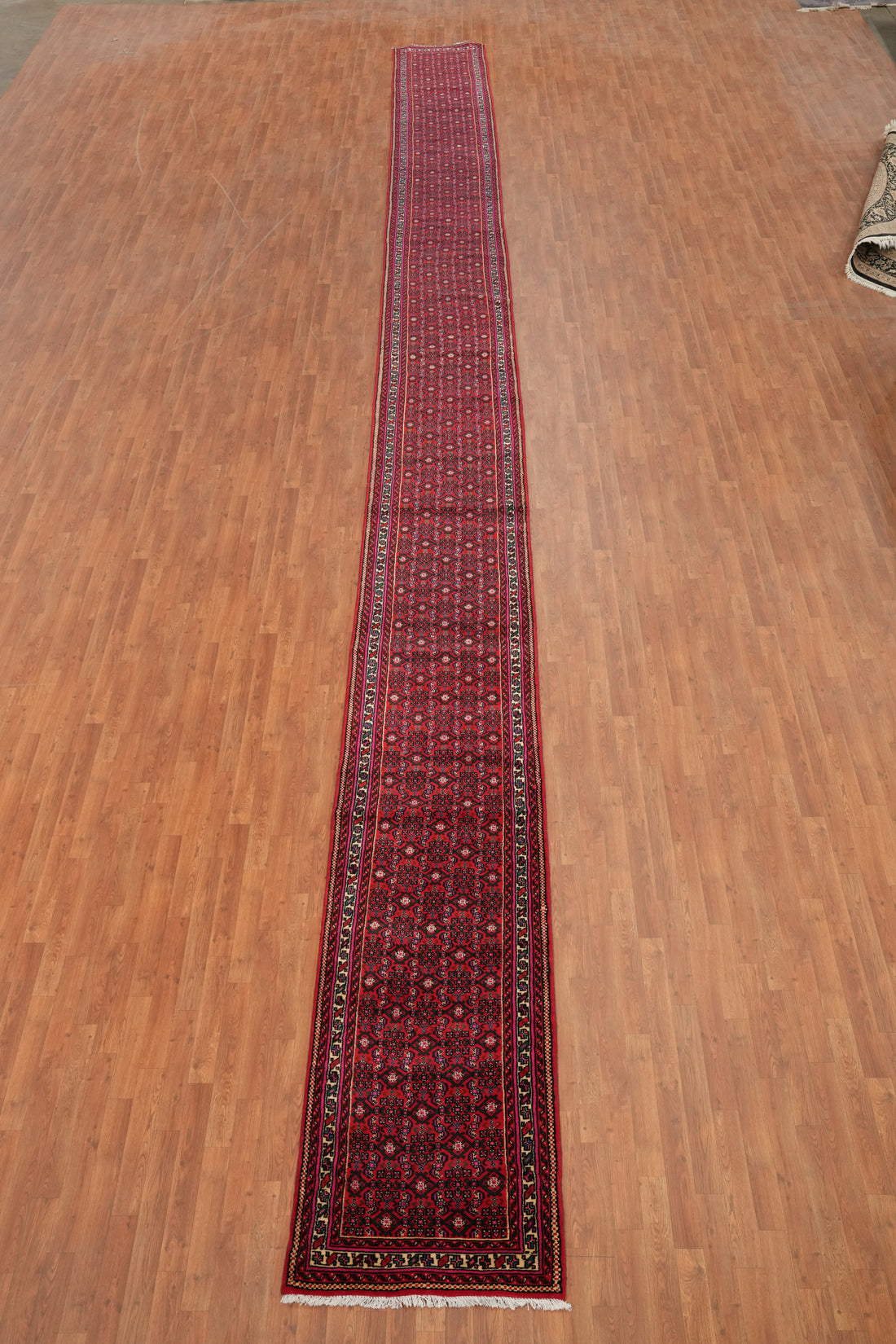 Handmade Wool Hossainabad Persian Runner Rug 3x32