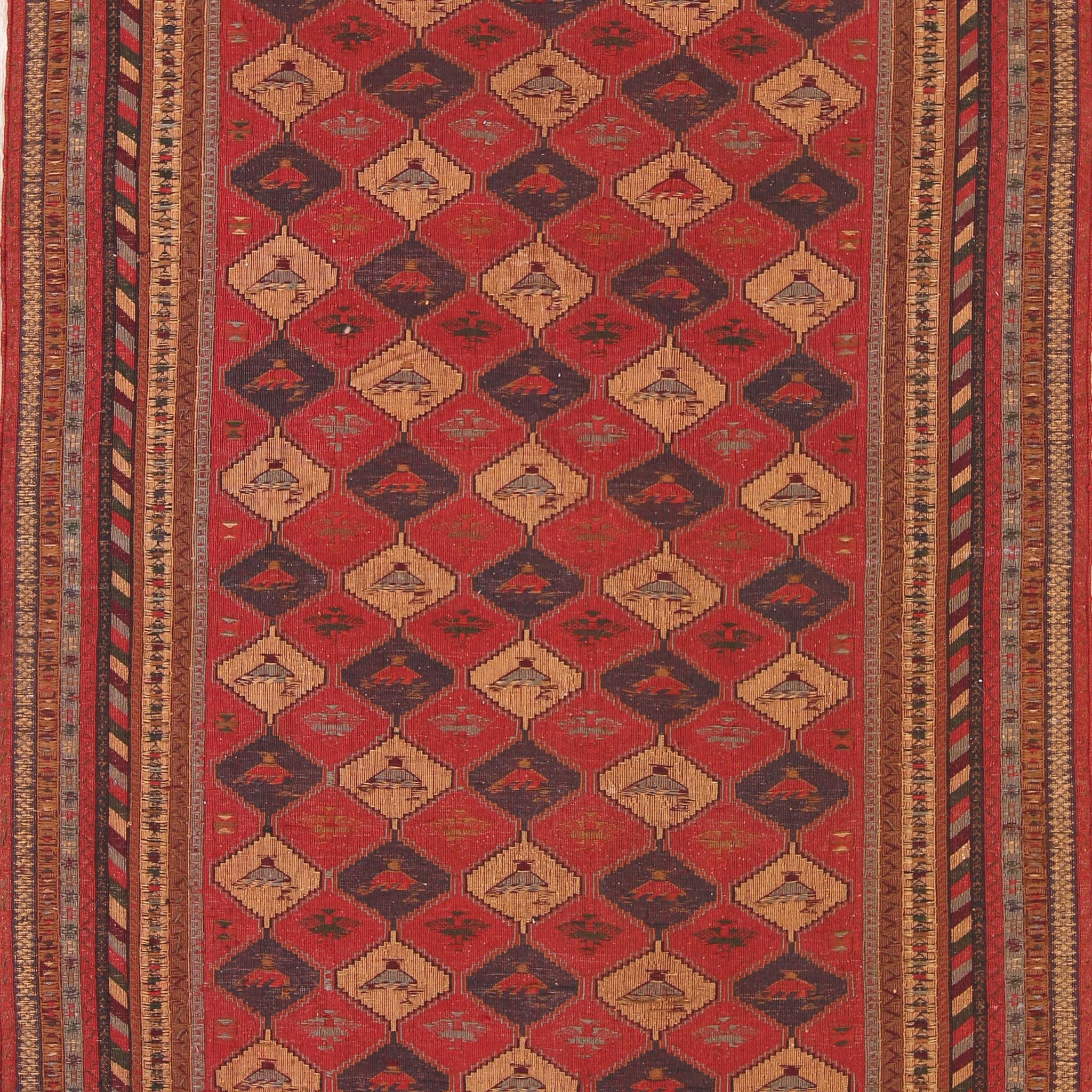 Geometric Flat-weave Sumak Sirjan Persian Area Rug 4x6