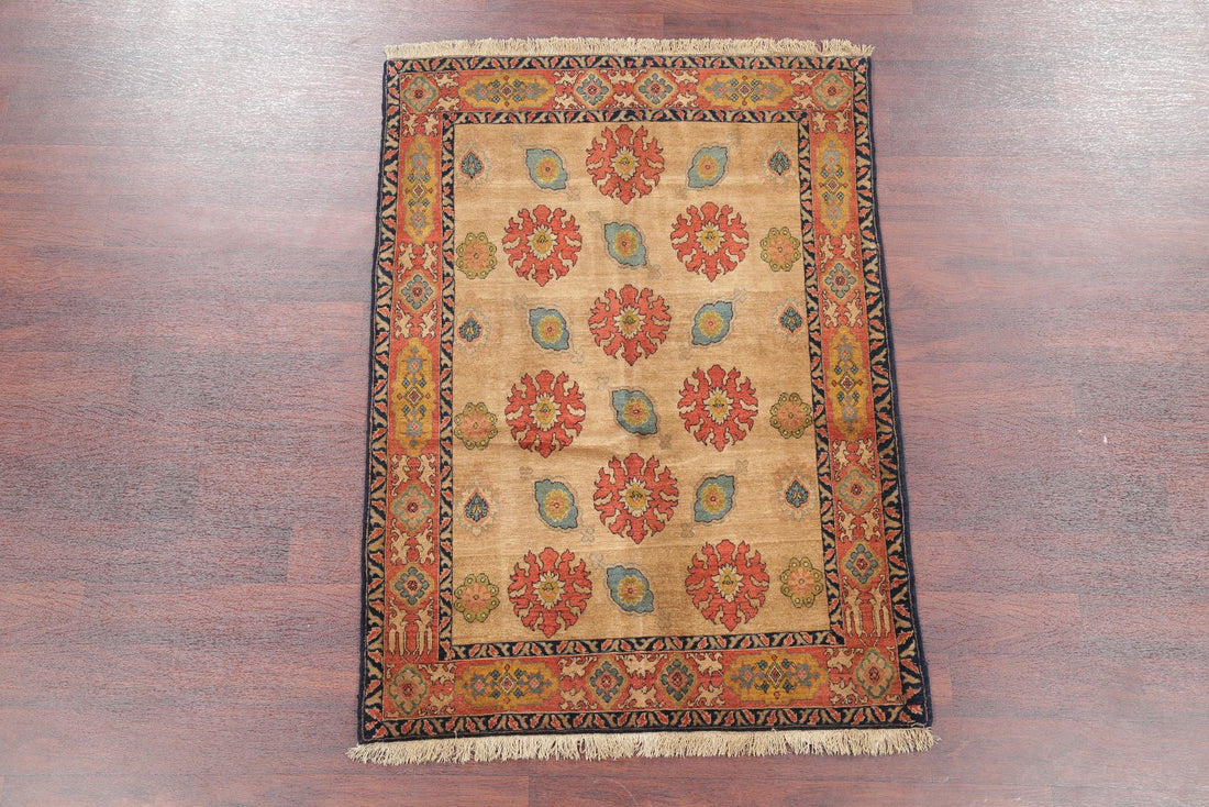 Vegetable Dye Floral Senneh Bidjar Persian Area Rug 4x5