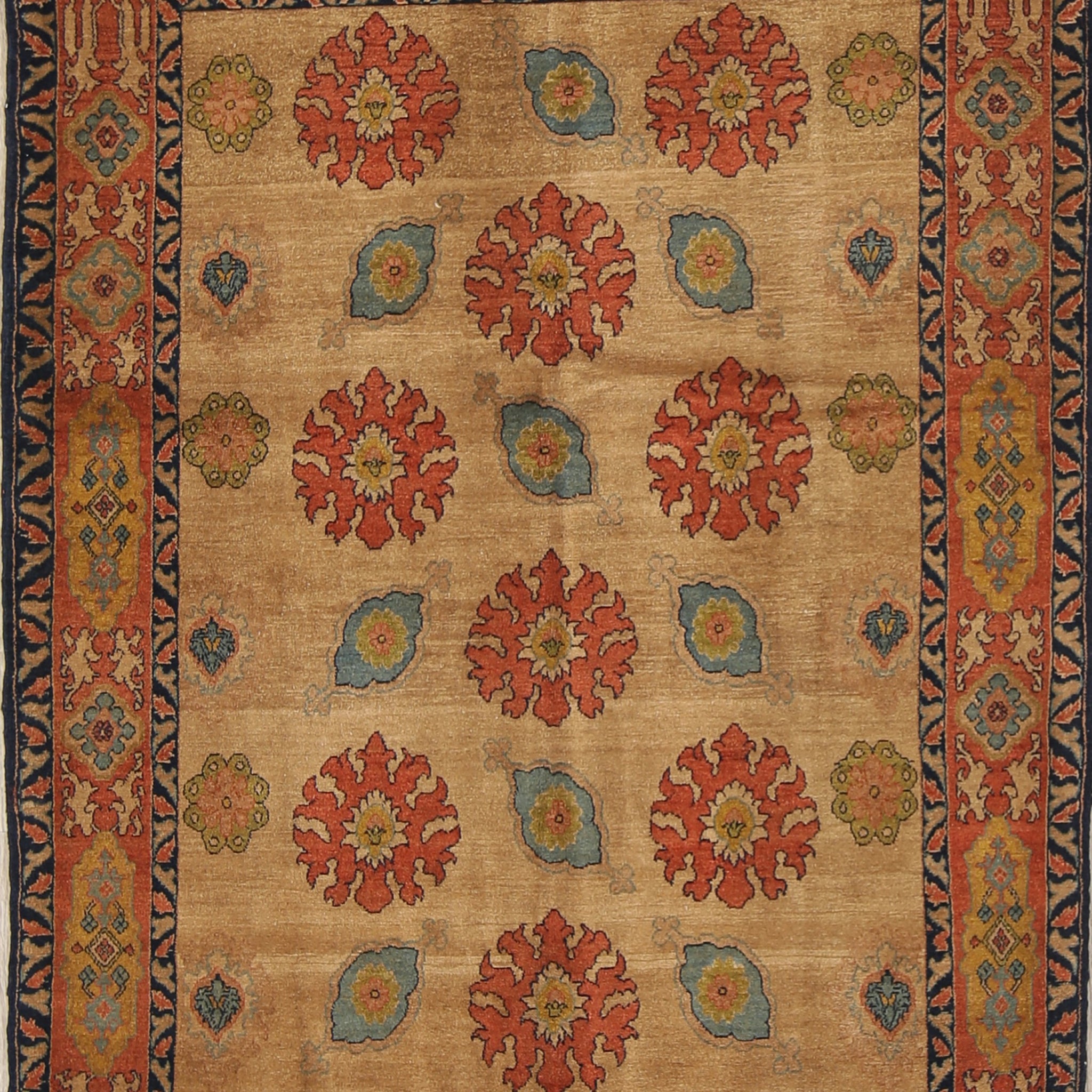 Vegetable Dye Floral Senneh Bidjar Persian Area Rug 4x5