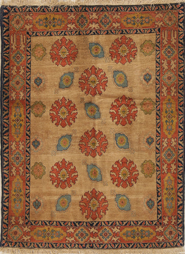 Vegetable Dye Floral Senneh Bidjar Persian Area Rug 4x5