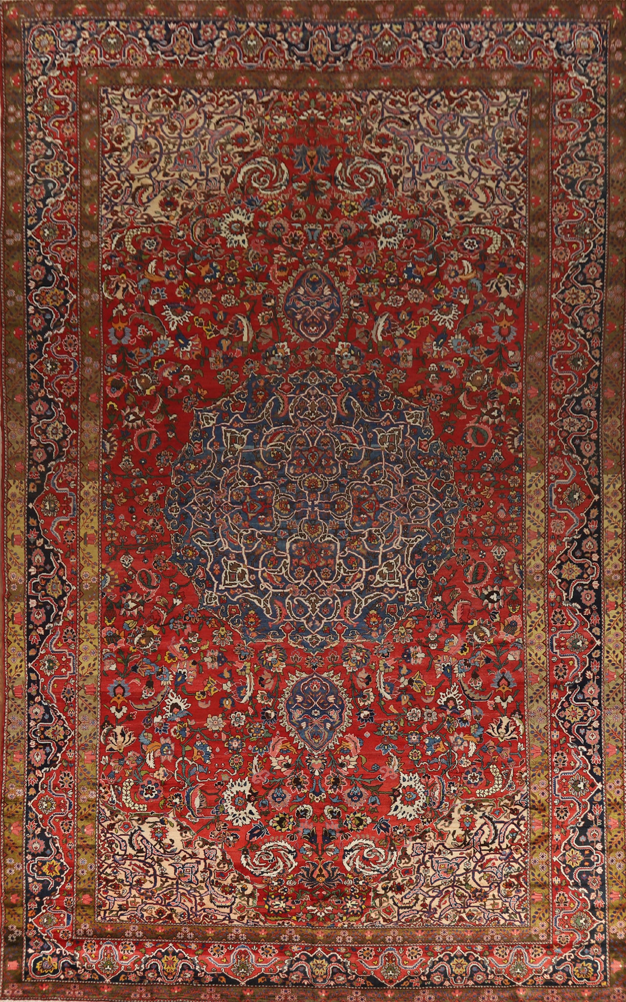 Antique Wool Red Bakhtiari Persian Large Rug 11x18