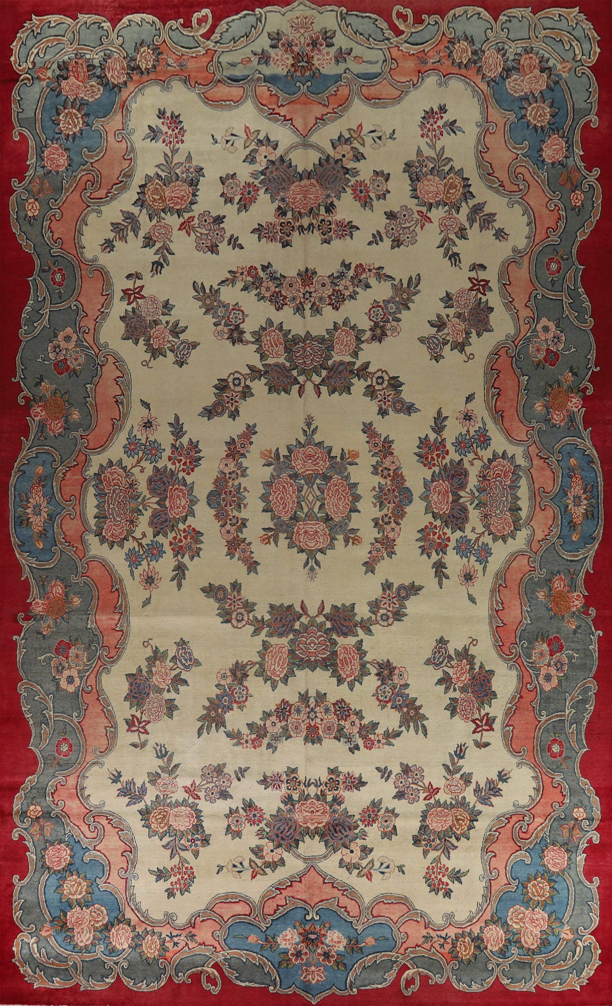 Vintage Floral Tabriz Persian Large Rug 10x17
