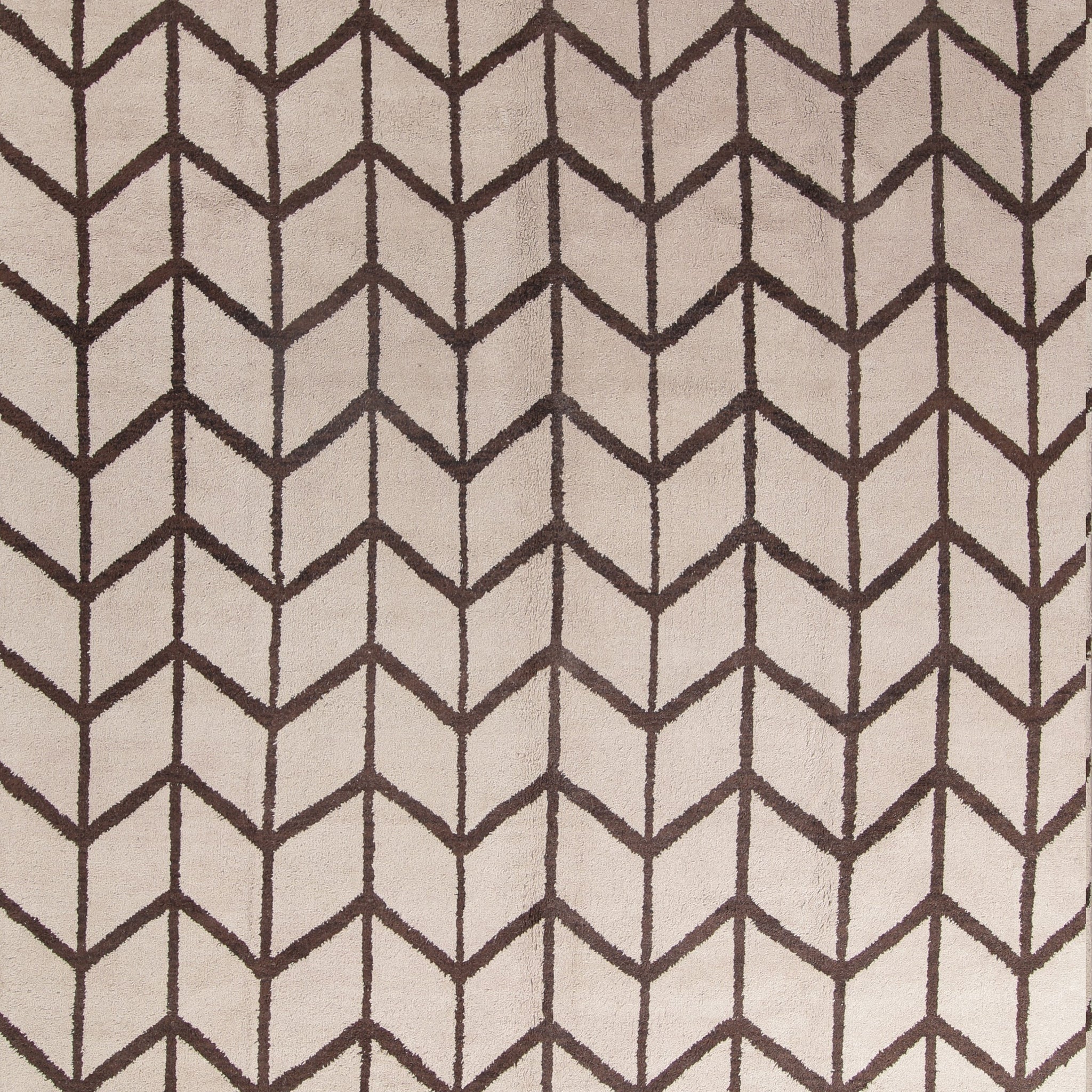 Geometric Moroccan Oriental Hand-Knotted Wool Ivory Area Rug 10x14