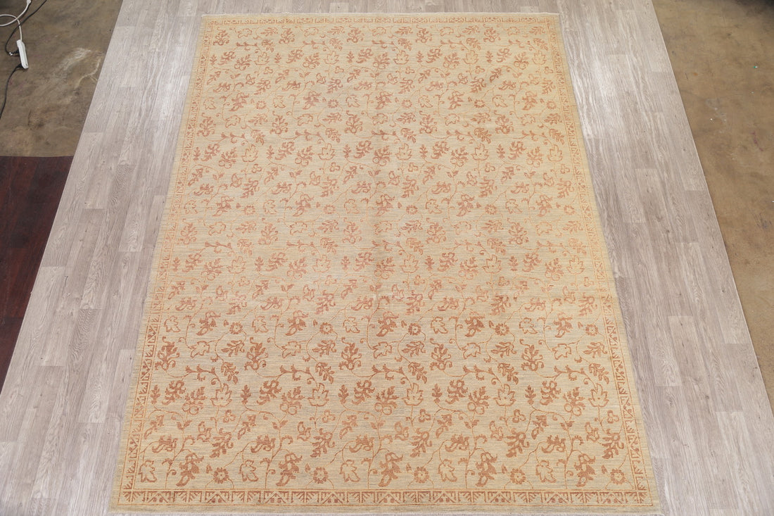 Beige Floral Oushak Oriental Area Rug 9x11