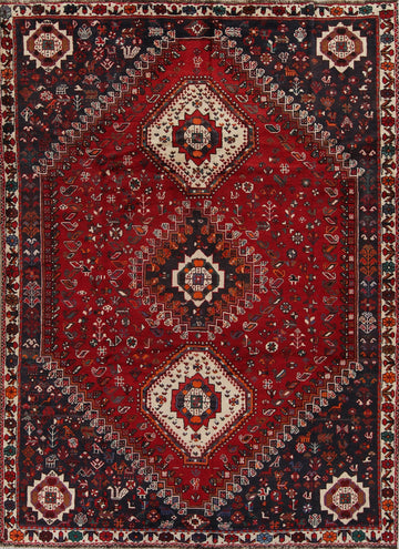 Red Tribal Geometric Kashkoli Persian Area Rug 7x10