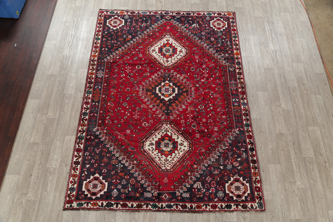 Red Tribal Geometric Kashkoli Persian Area Rug 7x10