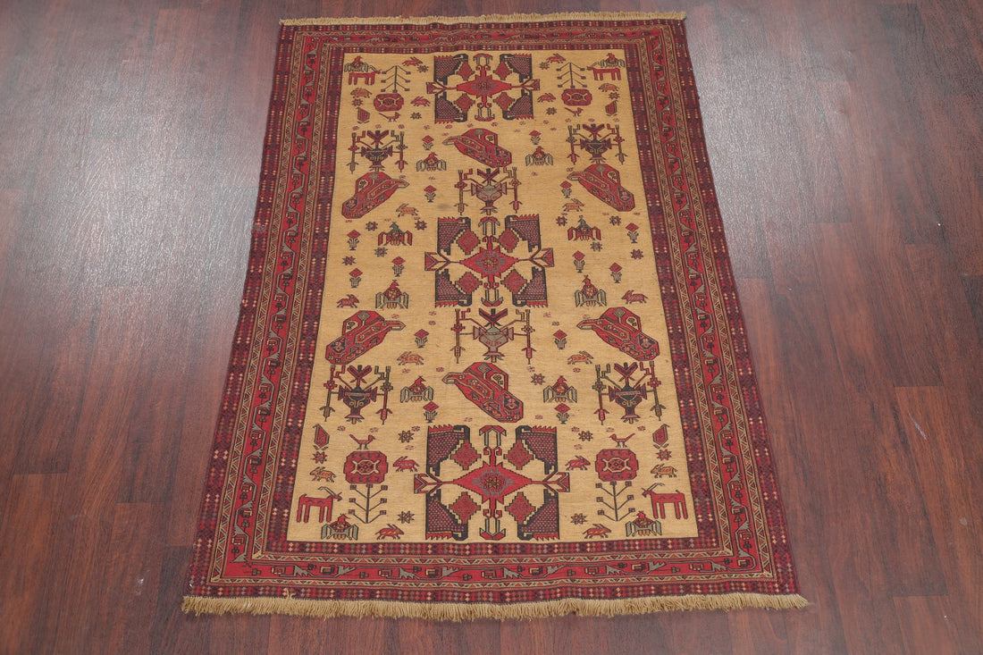 Tribal Sumak Kilim Shiraz Persian Wool Rug 4x6