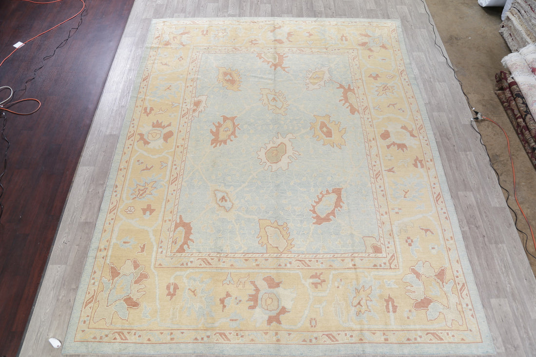 Vegetable Dye Muted Oushak Large Turkish Rug 11x13