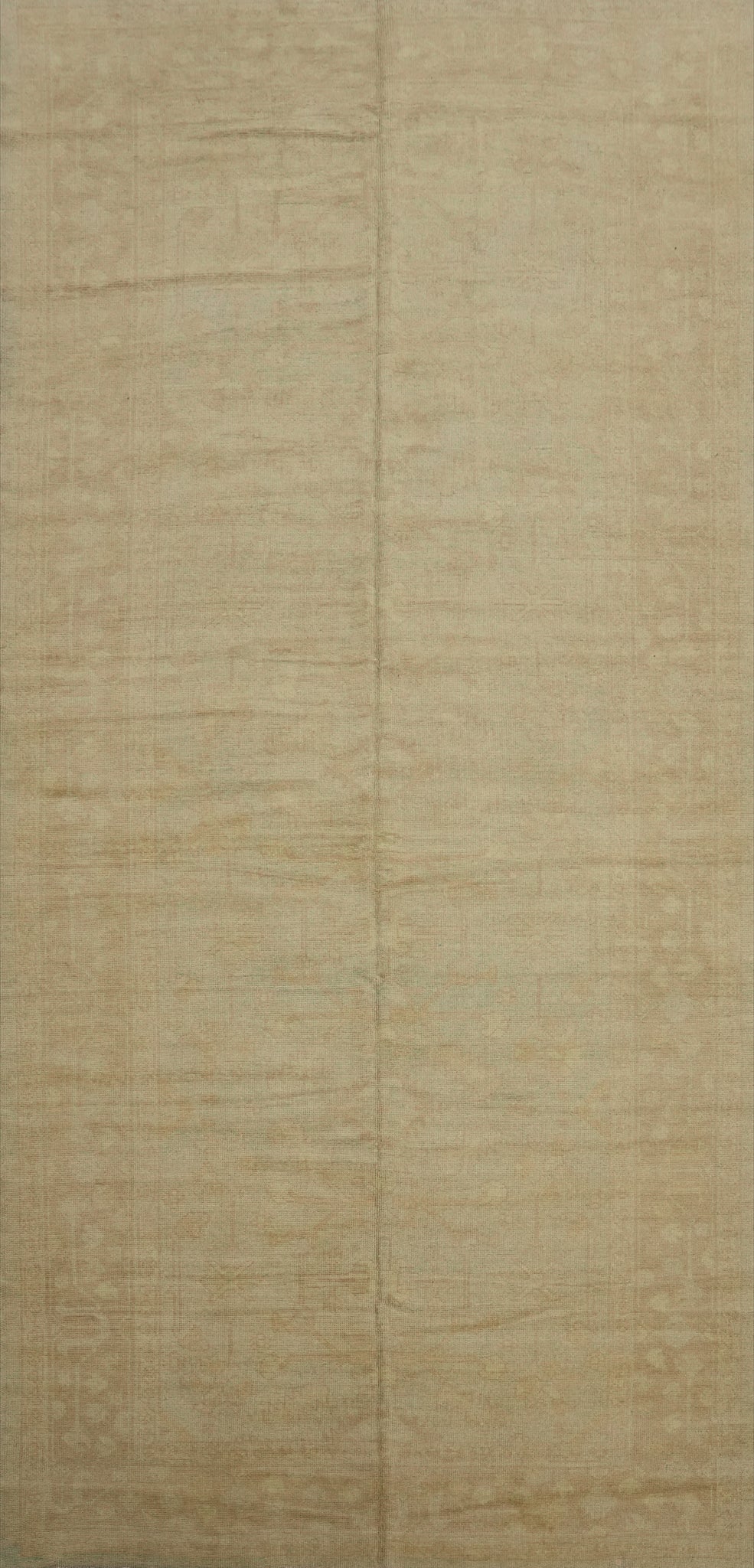 Vegetable Dye Muted Pale Oushak Turkish Runner Rug 7x17