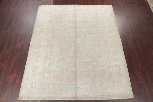 Vegetable Dye Muted Sage Green Oushak Turkish Area Rug 9x11