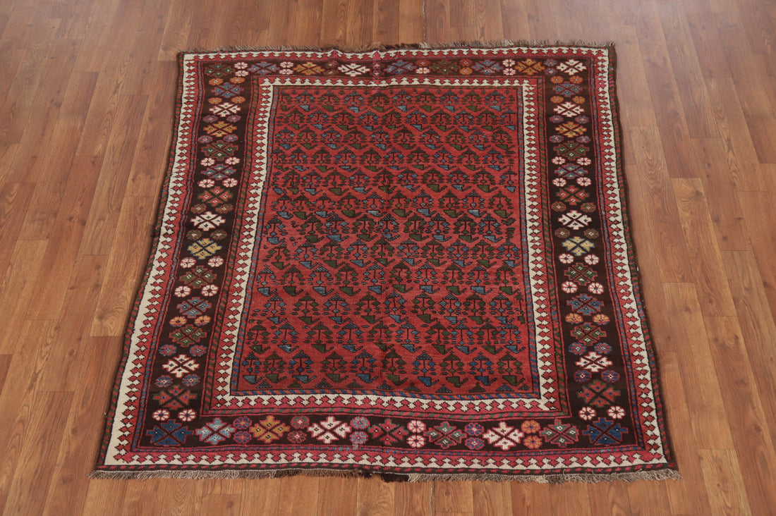 Vegetable Dye Antique Bakhtiari Saman Persian Wool Rug 4x5