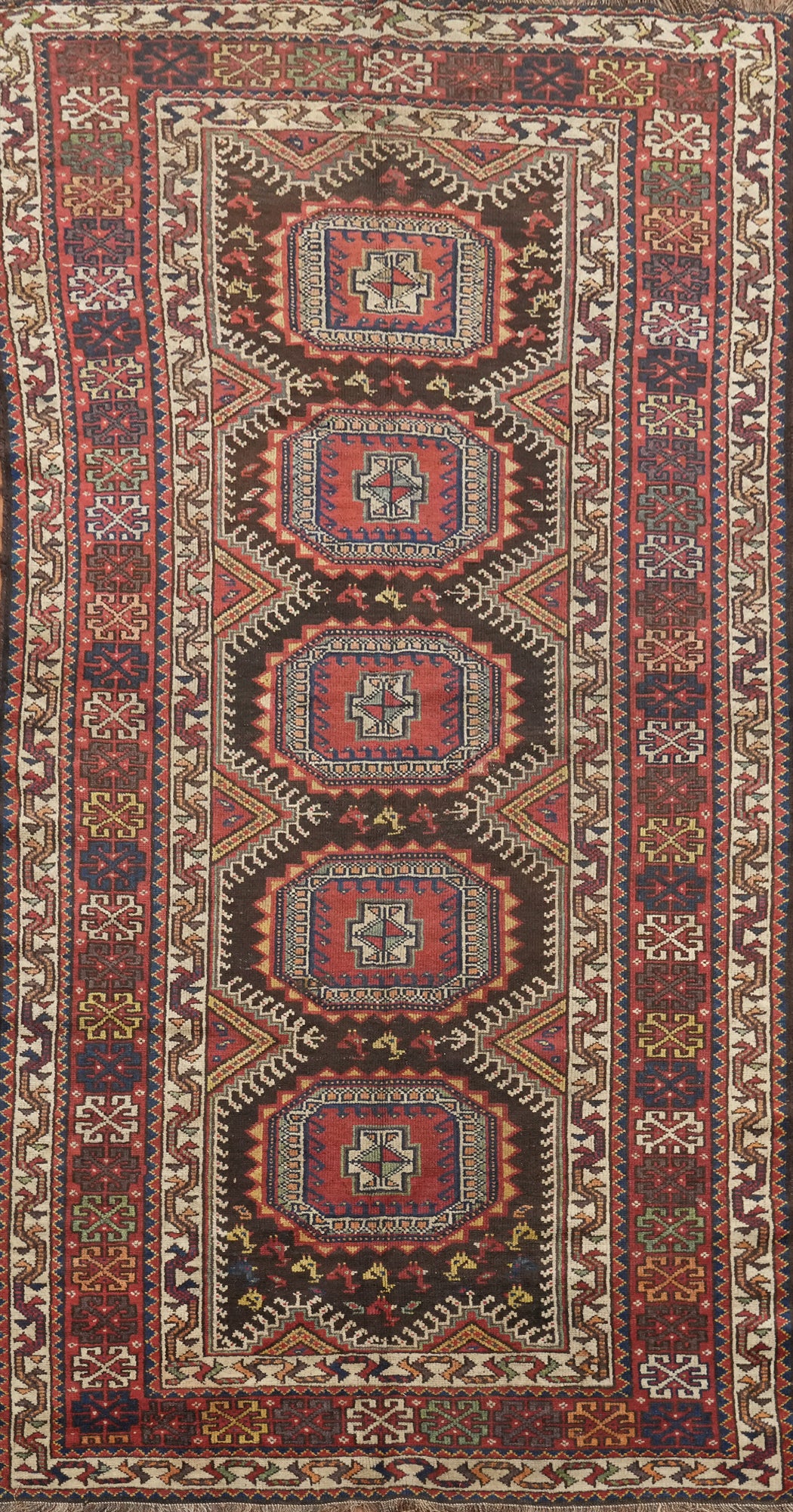 Pre-1900 Antique Wool Qashqai Persian Rug 4x8