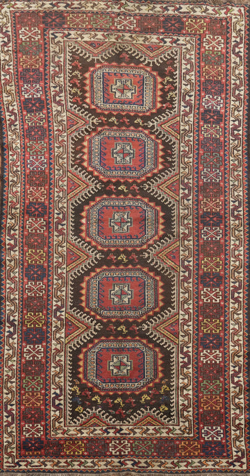 Pre-1900 Antique Wool Qashqai Persian Rug 4x8