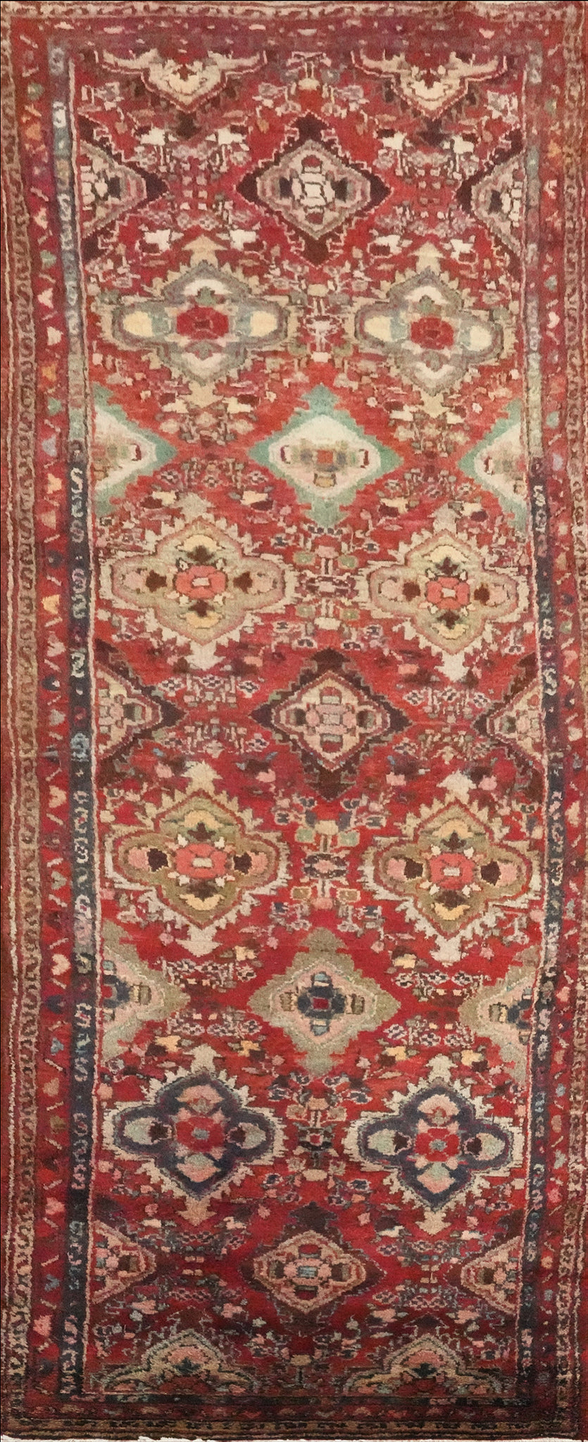 Geometric Hamedan Persian Runner Rug 3x10