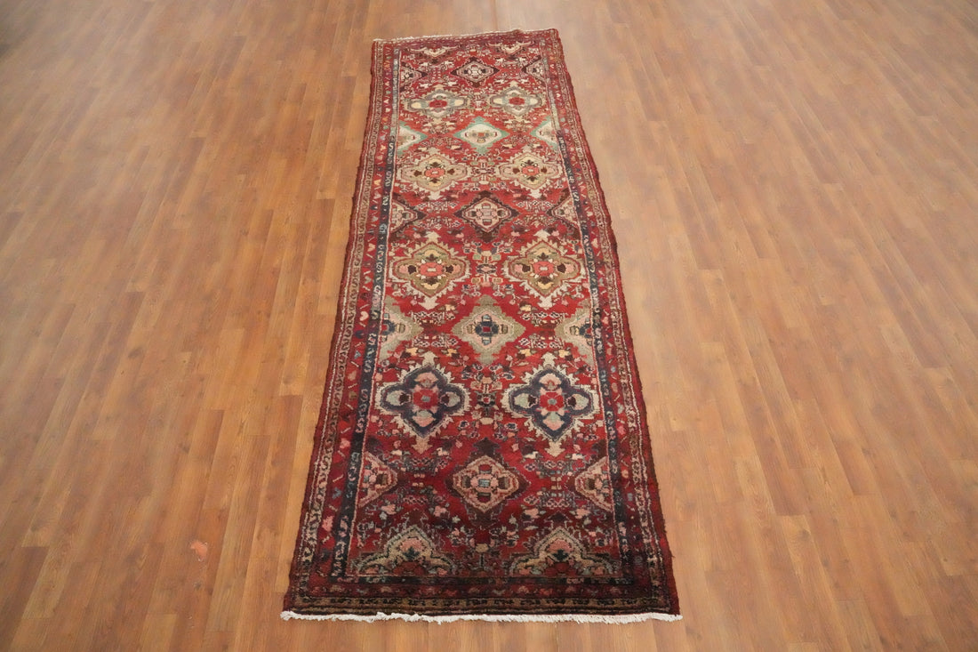 Geometric Hamedan Persian Runner Rug 3x10