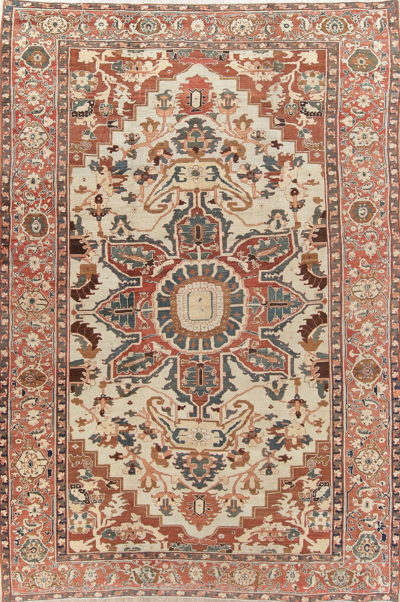 Antique Pre-1900 Vegetable Dye Heriz Serapi Persian 10x15 Wool Rug