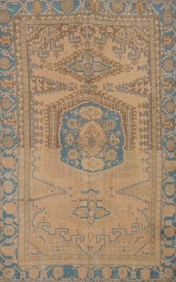 Muted Viss Persian Hand-Knotted 6x8 Wool Distressed Area Rug