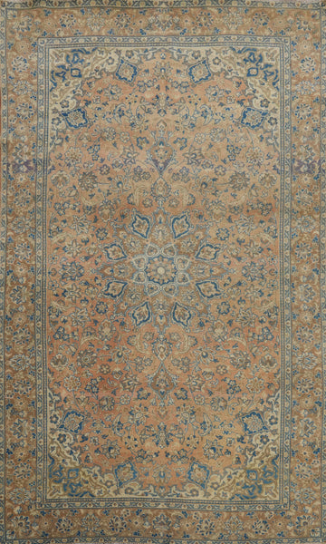 Vintage Wool Kashan Persian Distressed Area Rug 6x10