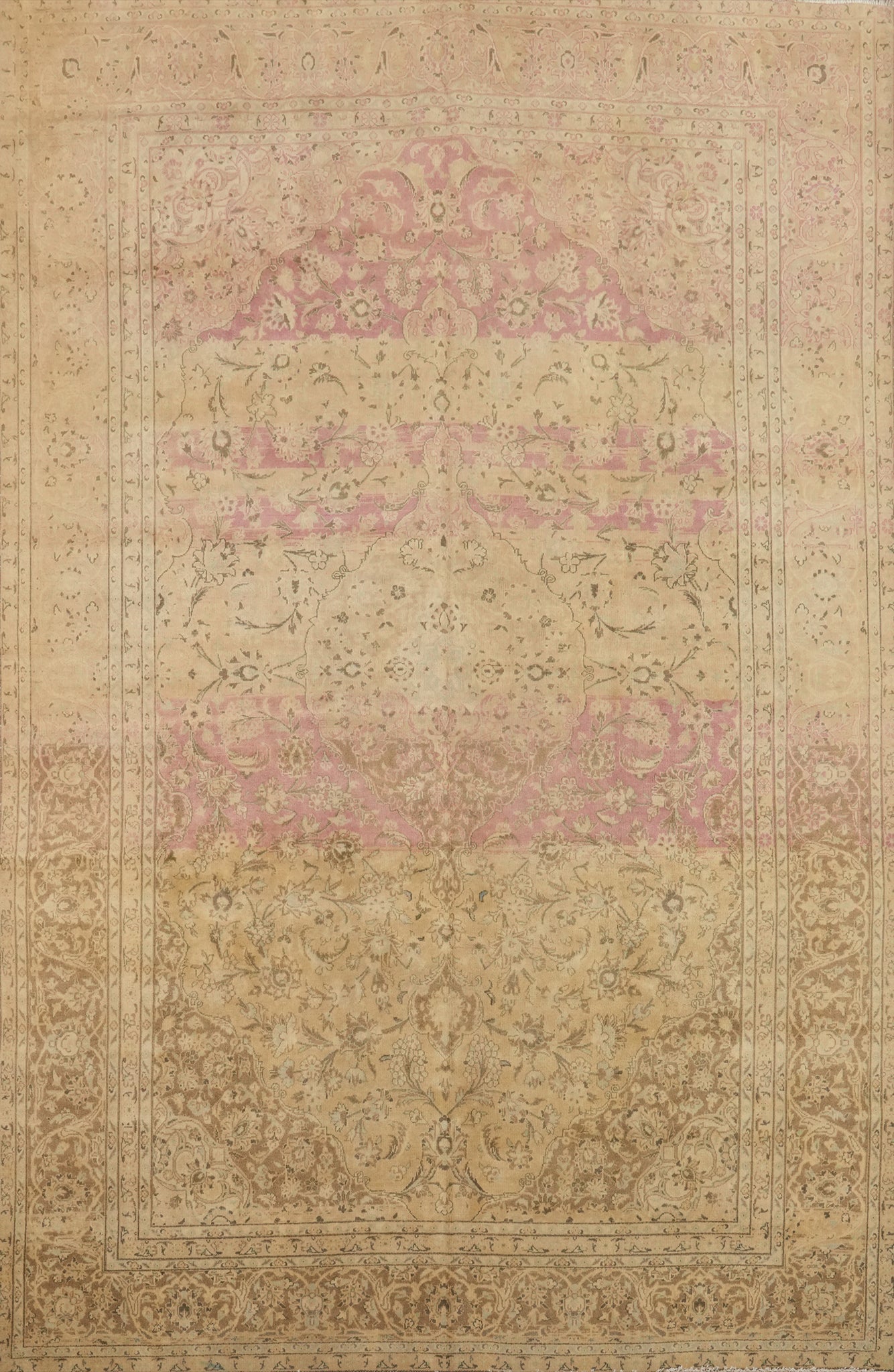 Distressed Muted Tabriz Persian Area Rug 9x13