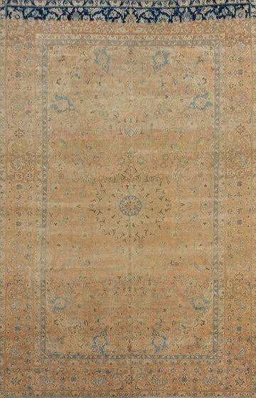 Distressed Wool Kashan Persian Area Rug 9x13