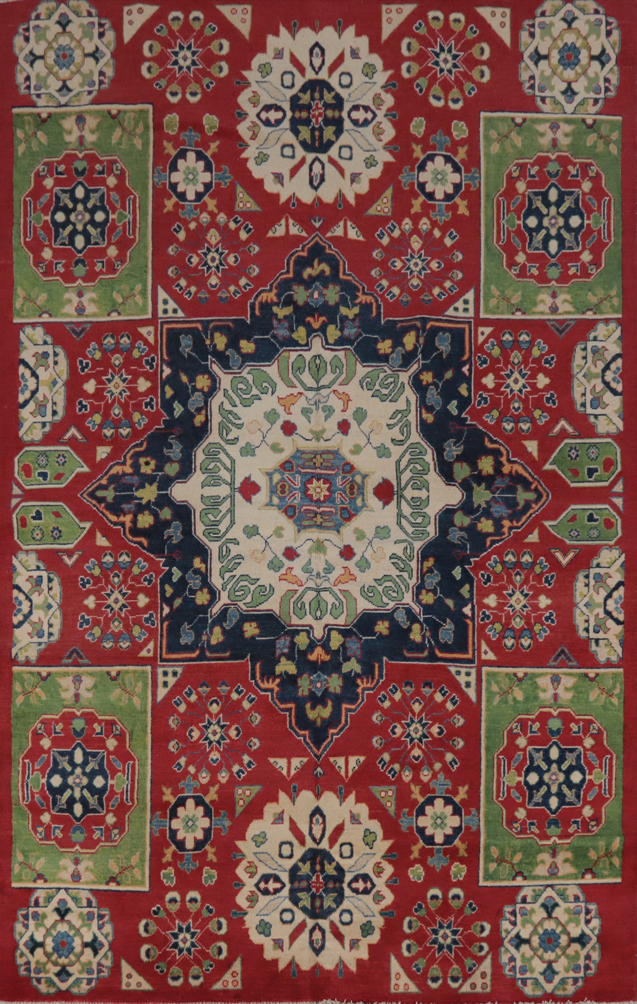Geometric Kazak Pakistan Wool Rug 6x9