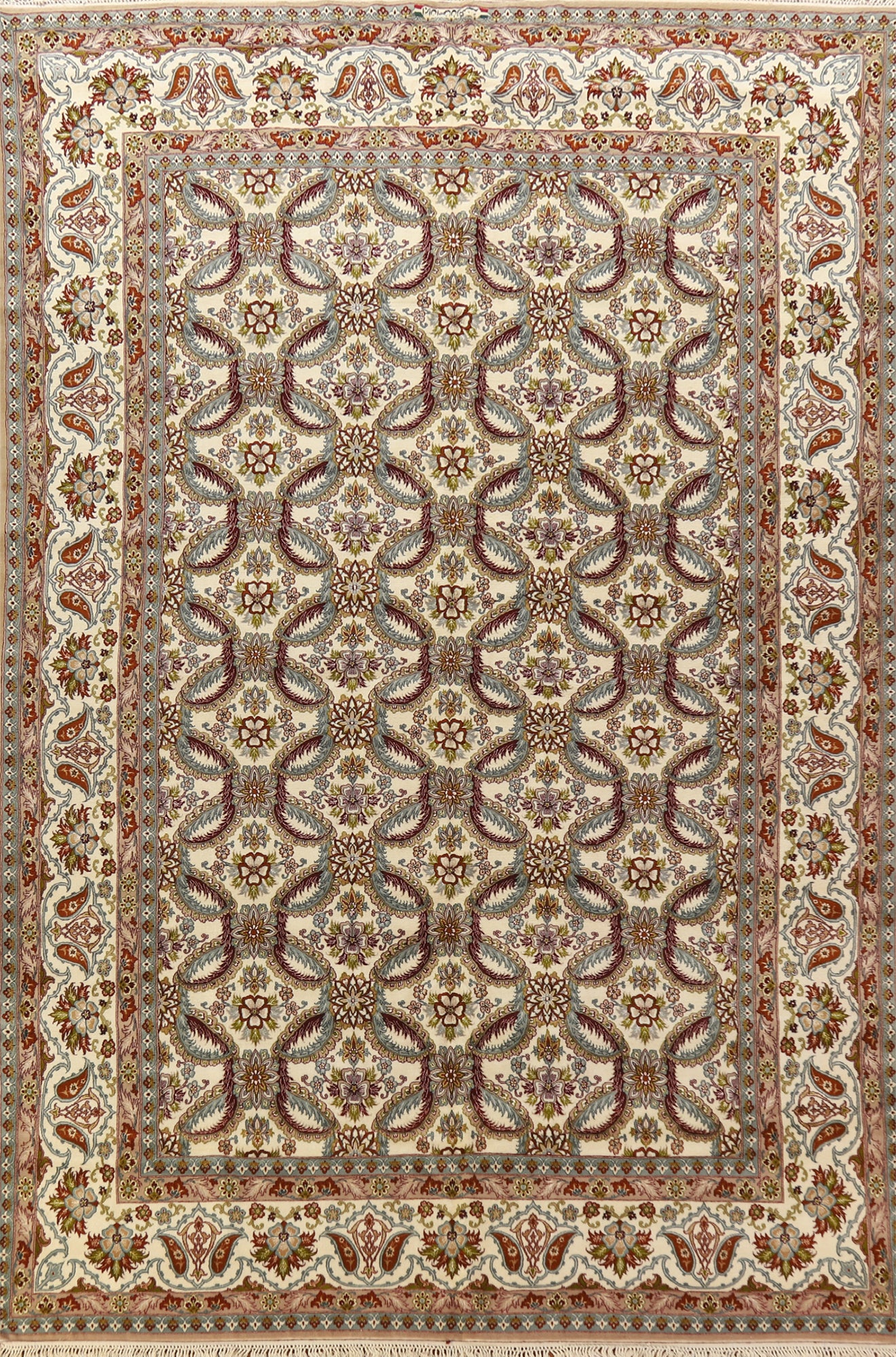 Wool & Silk Floral Isfahan Persian Area Rug 8x12