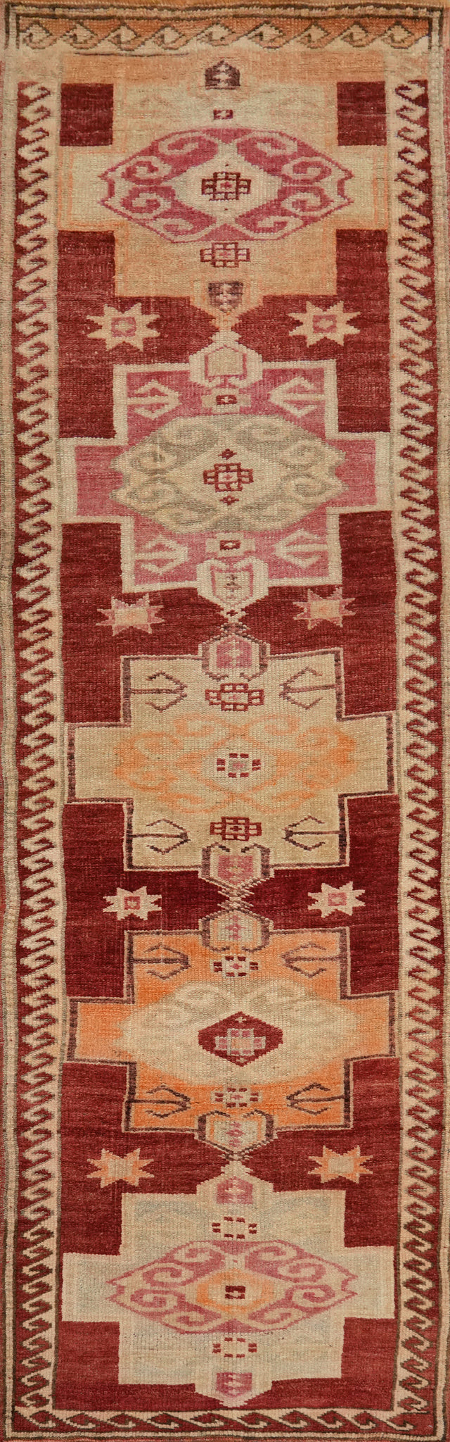 Vegetable Dye Oushak Turkish Oriental Wool Runner Rug 3x12