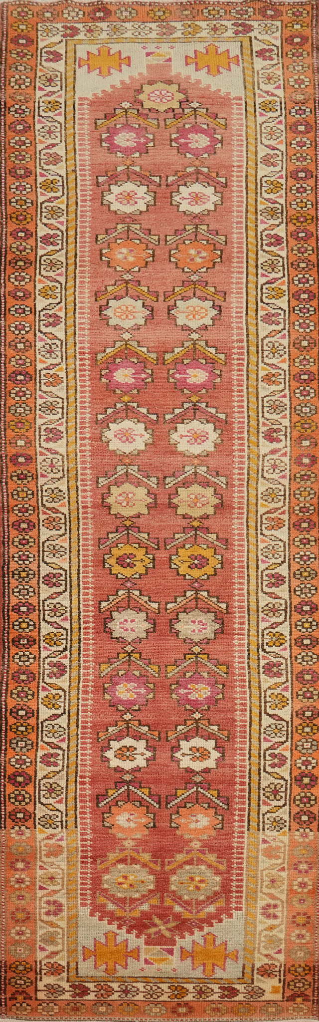Vegetable Dye Oushak Turkish Runner Rug 3x13