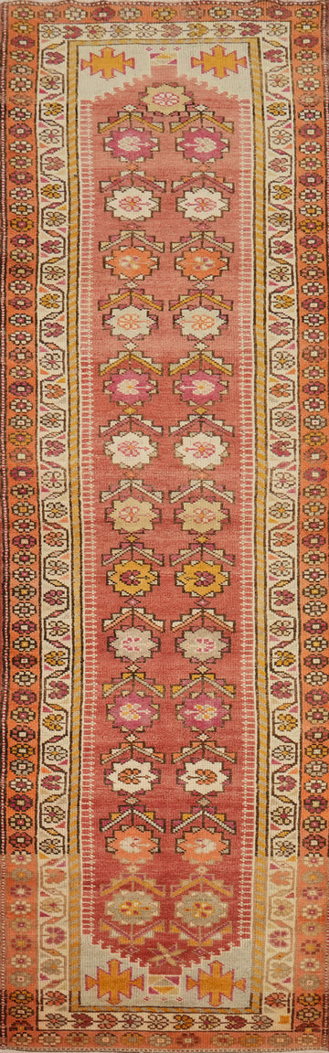 Vegetable Dye Oushak Turkish Runner Rug 3x13