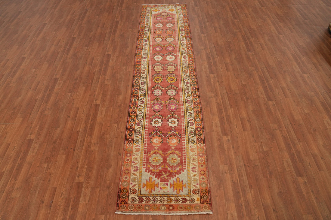 Vegetable Dye Oushak Turkish Runner Rug 3x13
