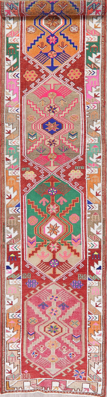 Vegetable Dye Oushak Turkish Oriental Runner Rug 3x13