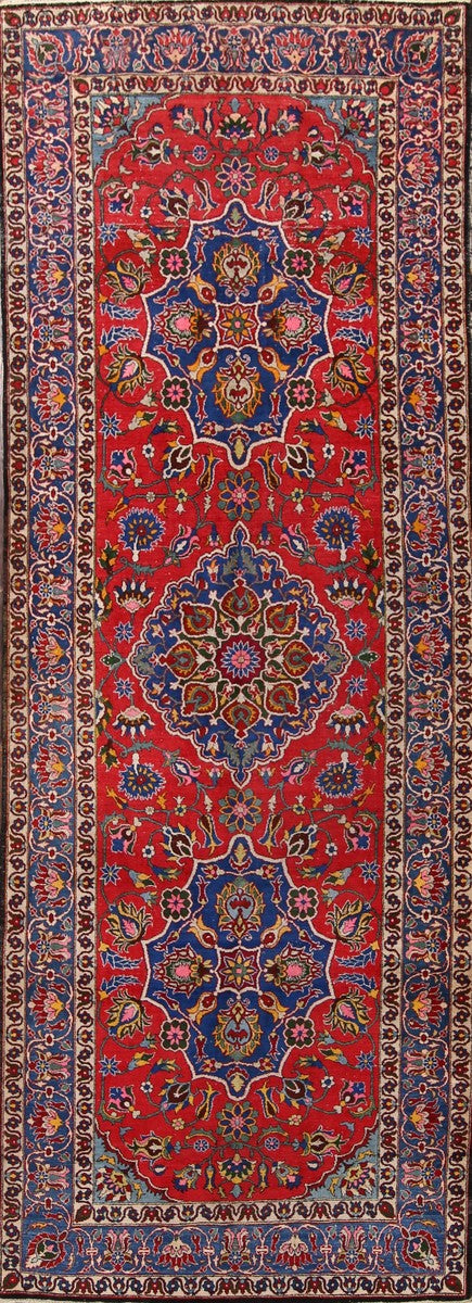 Vintage Red Wool Tabriz Persian Rug 5x13