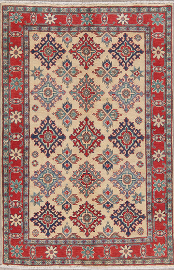 Geometric Super Kazak-Chechen Oriental Rug 4x6