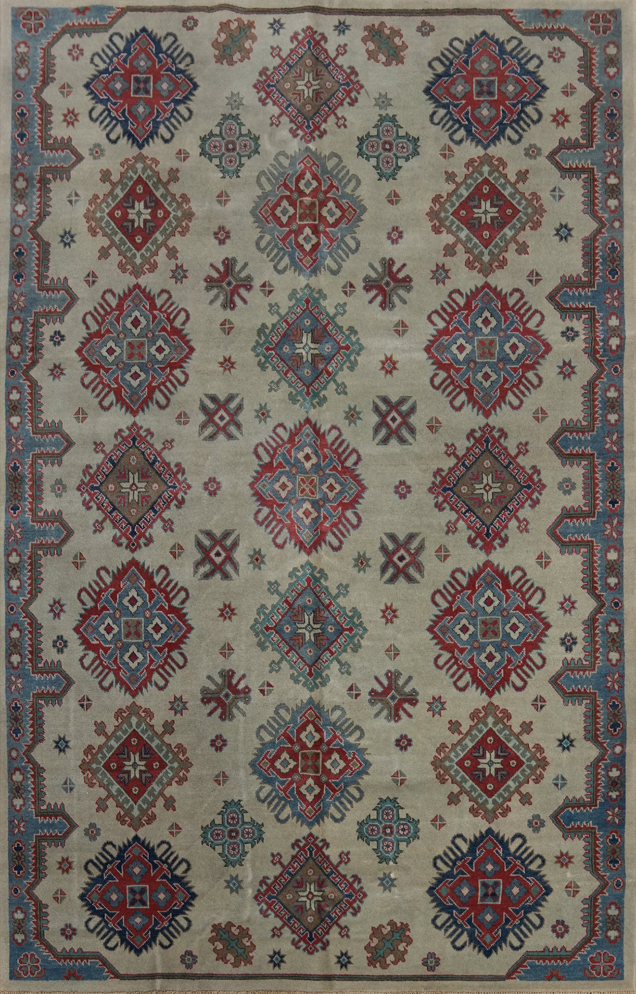 Geometric Super Kazak Chechen Oriental Wool Rug 6x9