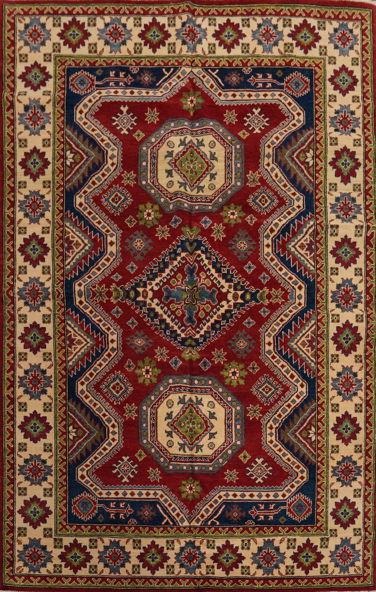 Red Super Kazak Chechen Oriental Area Rug 7x10