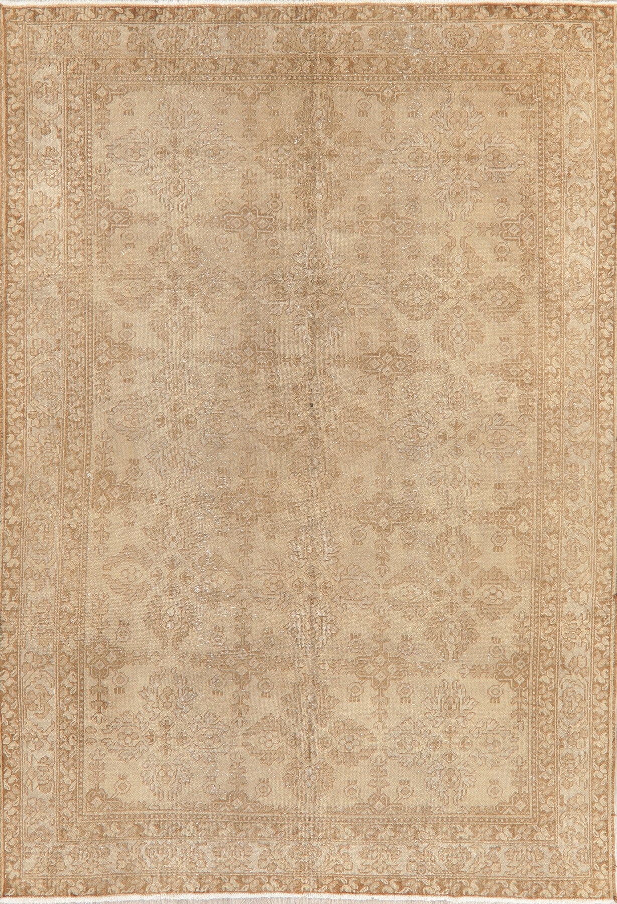 Vintage Geometric Ardebil Persian Wool Area Rug 7x10