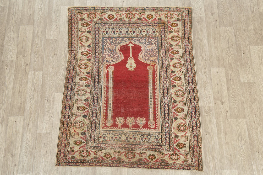 Pre-1900 Antique Vegetable Dye Anatolian Turkish Area Rug 4x6