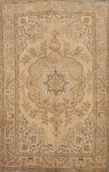 Distressed Vintage Tabriz Persian Area Rug 6x10