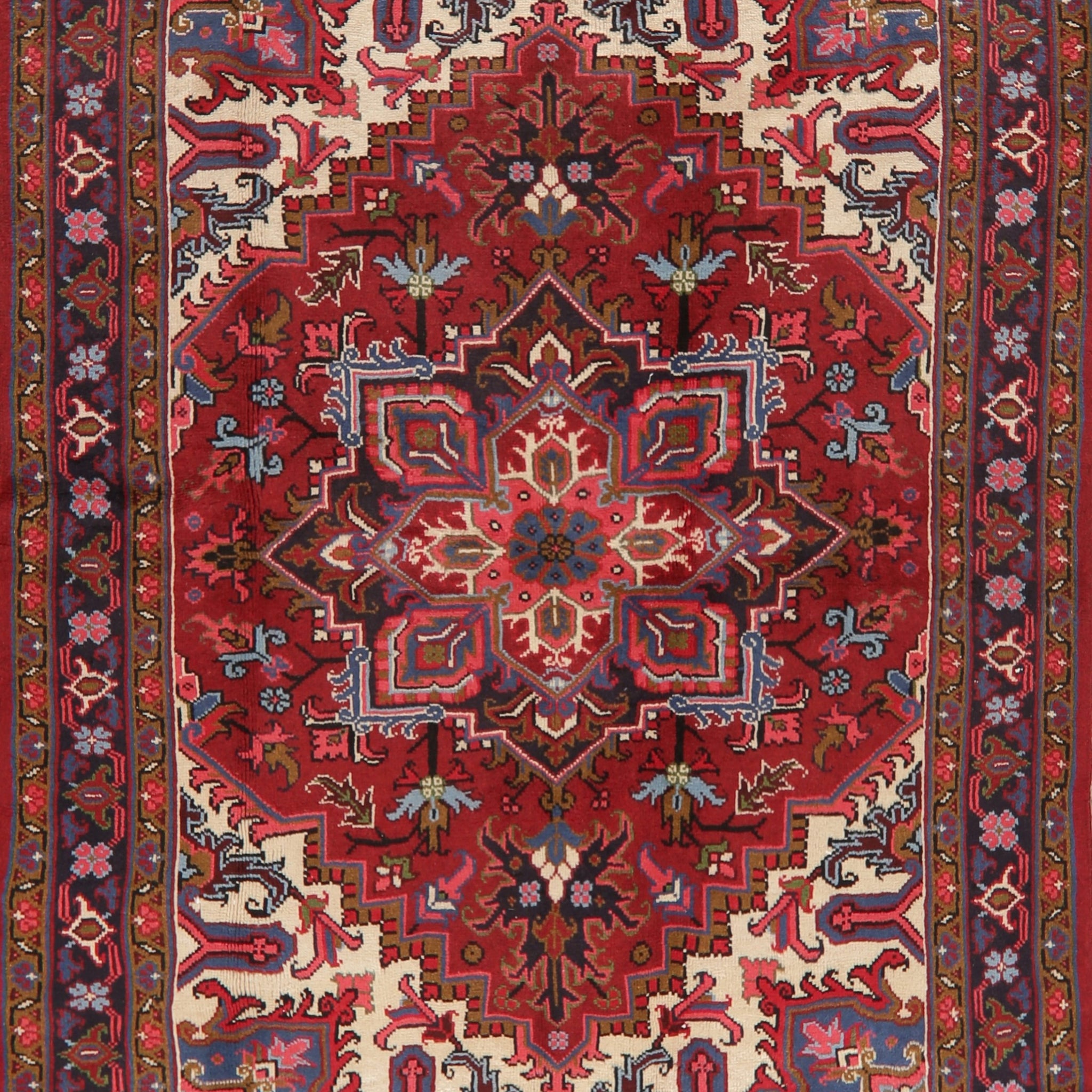 Geometric Red Heriz Persian Area Rug 5x7